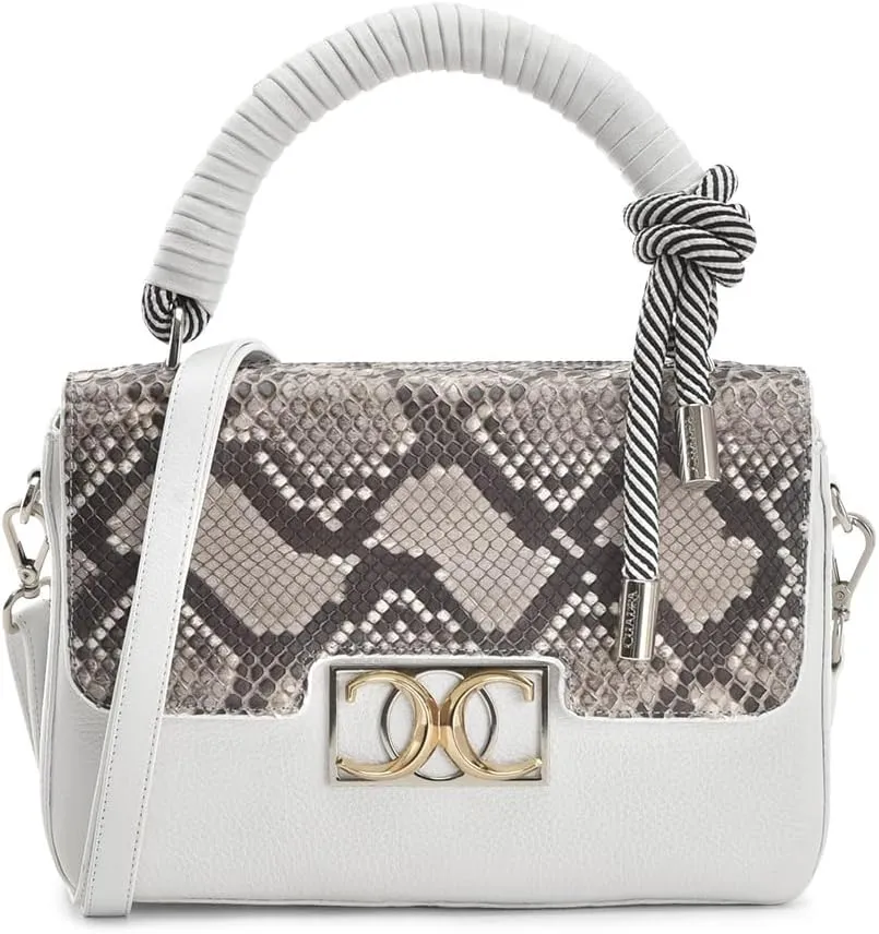Cuadra Women's Satchel Bag in Genuine Python Leather BOD0IPH White