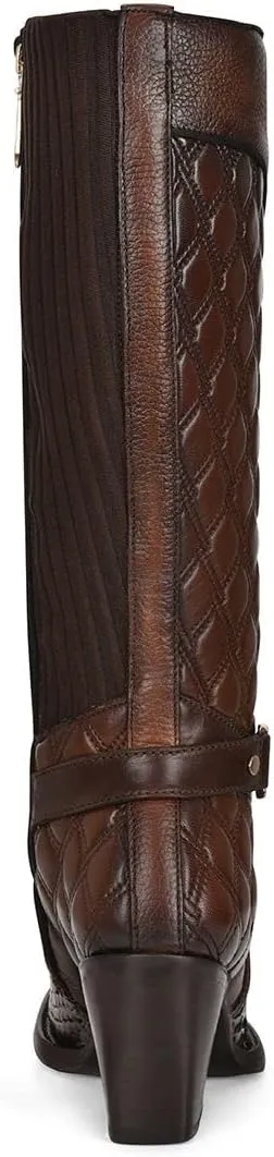 Cuadra Women's Tall Boot in Genuine Python Leather Brown