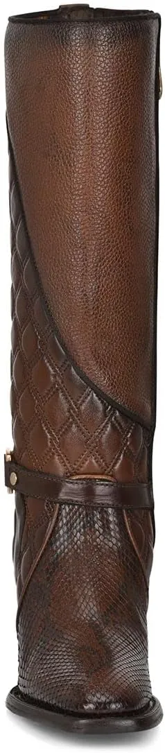 Cuadra Women's Tall Boot in Genuine Python Leather Brown