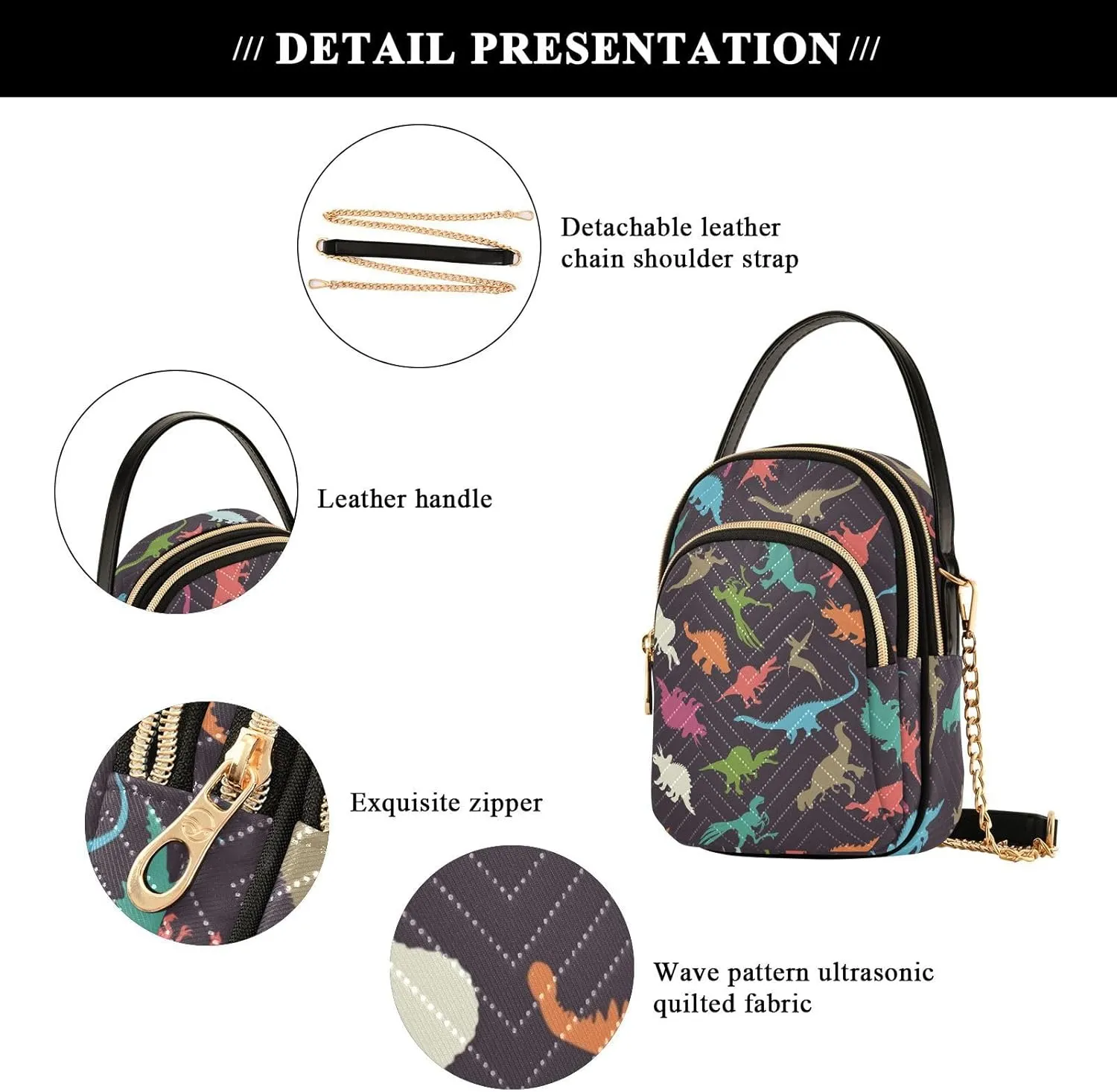 Cute Penguin Ski Pattern Women Crossbody Bags Multi Pockets Hand Bag for Womens, Travel Sling Bag