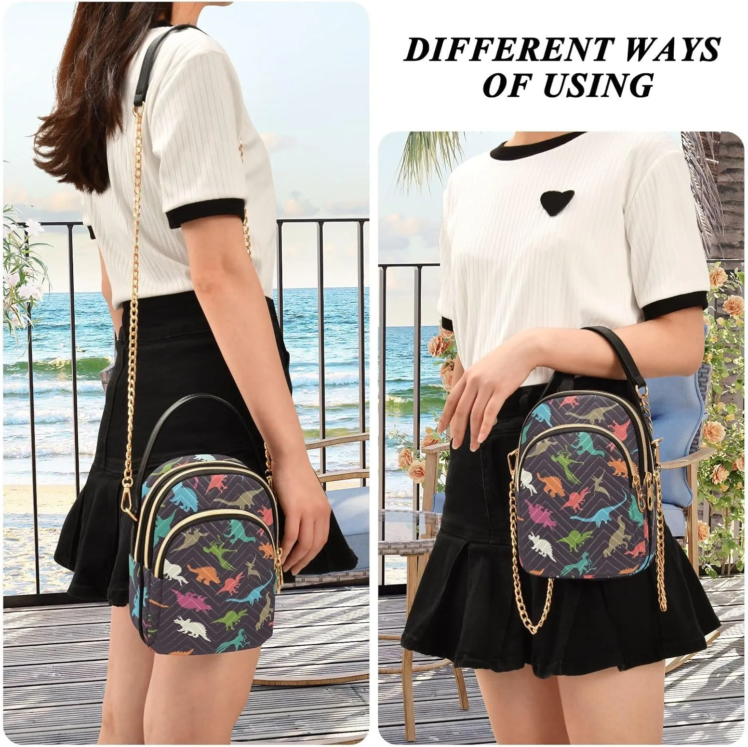 Cute Penguin Ski Pattern Women Crossbody Bags Multi Pockets Hand Bag for Womens, Travel Sling Bag