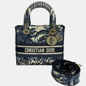 D-Lite Lady Blue Varied selection Embroidered quality Top Specialized items Medium Dior Bag Canvas