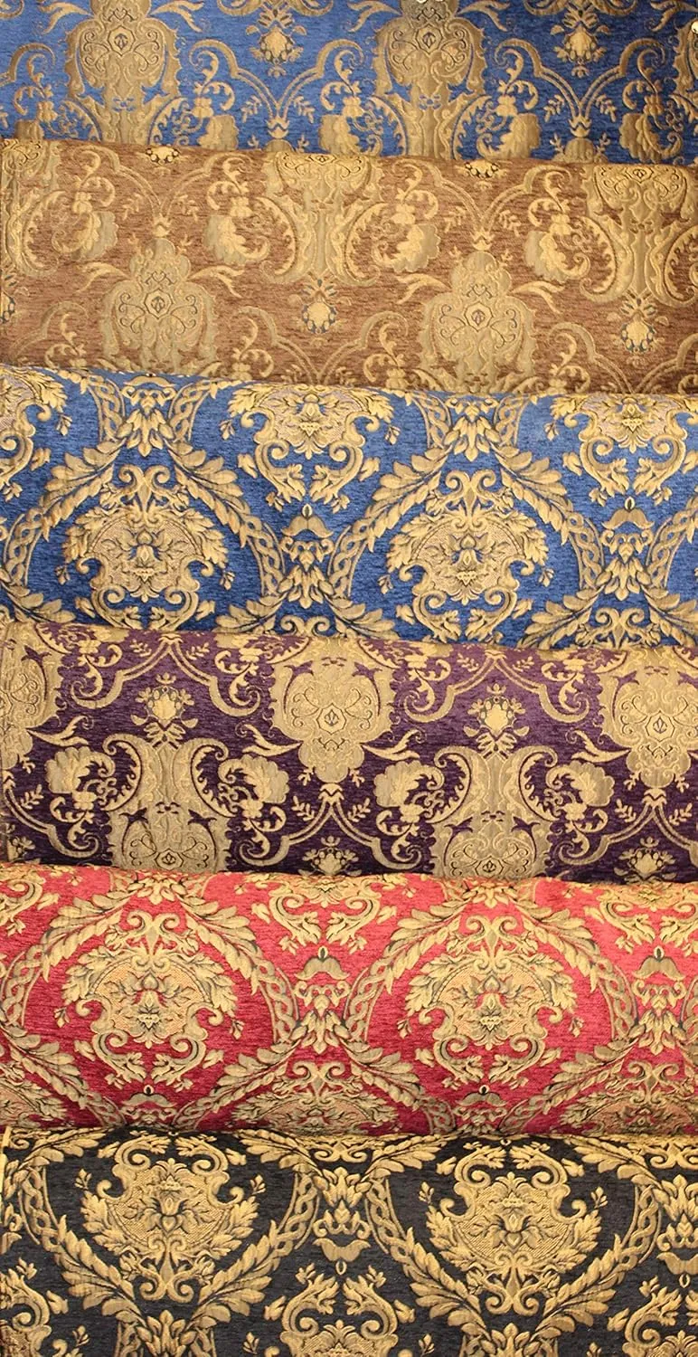 Damask, Chenille,Upholstery,Drapery Fabric, Sold by The Yard 58" Wide (Sage/Gold)