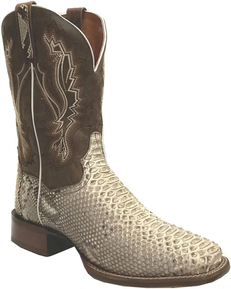 Dan Post Mens Brutus Embroidered Square Toe Pull On Dress Boots Mid Calf - Brown