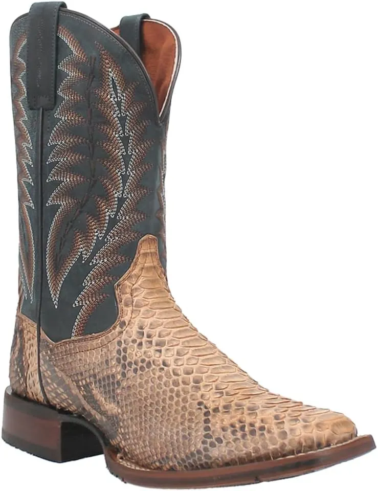 Dan Post Mens Templeton Embroidered Square Toe Pull On Dress Boots Mid Calf - Brown, Grey