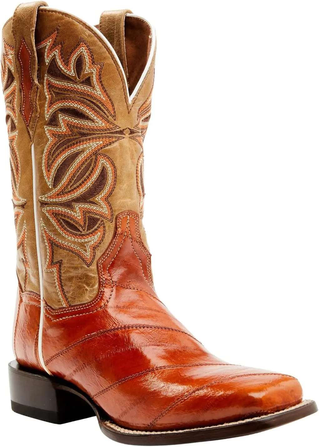 Dan Post Women's Peanut Exotic EEL Western Boot Broad Square Toe - Dps719