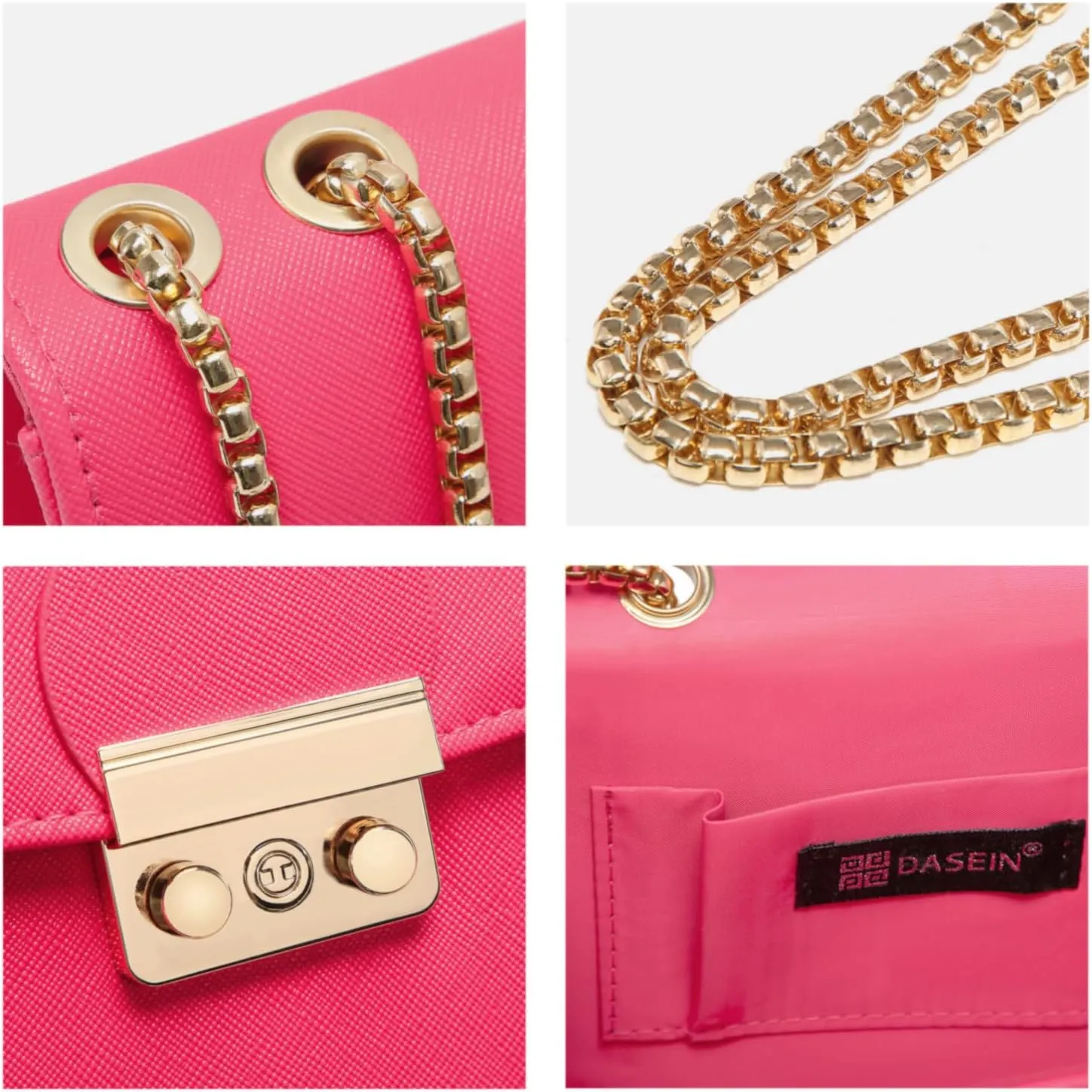 Dasein Women Small Crossbody Bag Designer Evening Bag Clutch Purse Handbag for Wedding/Prom/Party with Double Chain Strap
