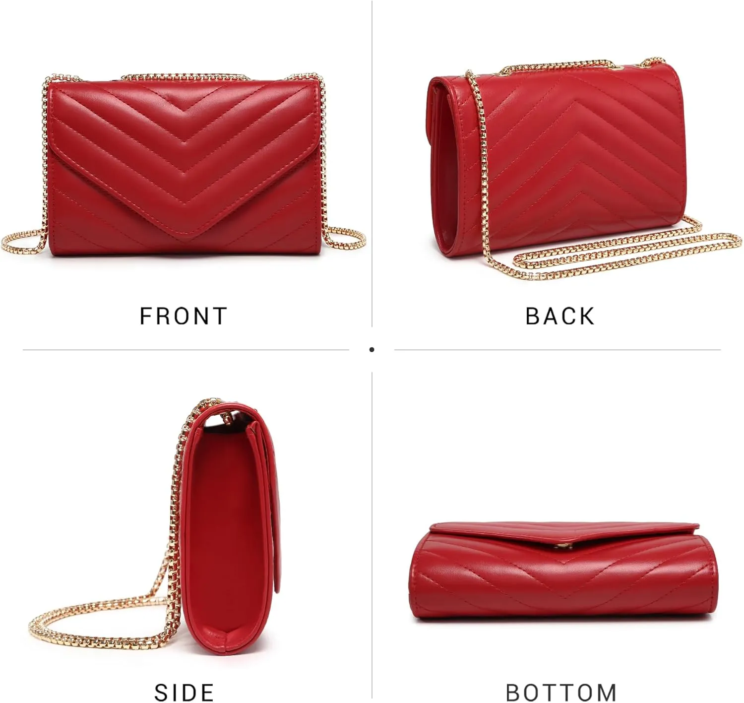 Dasein Women Small Quilted Crossbody Bags Stylish Designer Evening Bag Clutch Purses and Handbags with Chain Shoulder Strap