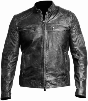 DECIMAL Men's Black & BROWN Genuine Lambskin Leather Biker Jacket VINTAGE REAL MOTORCYCLE JACKETS FOR MEN