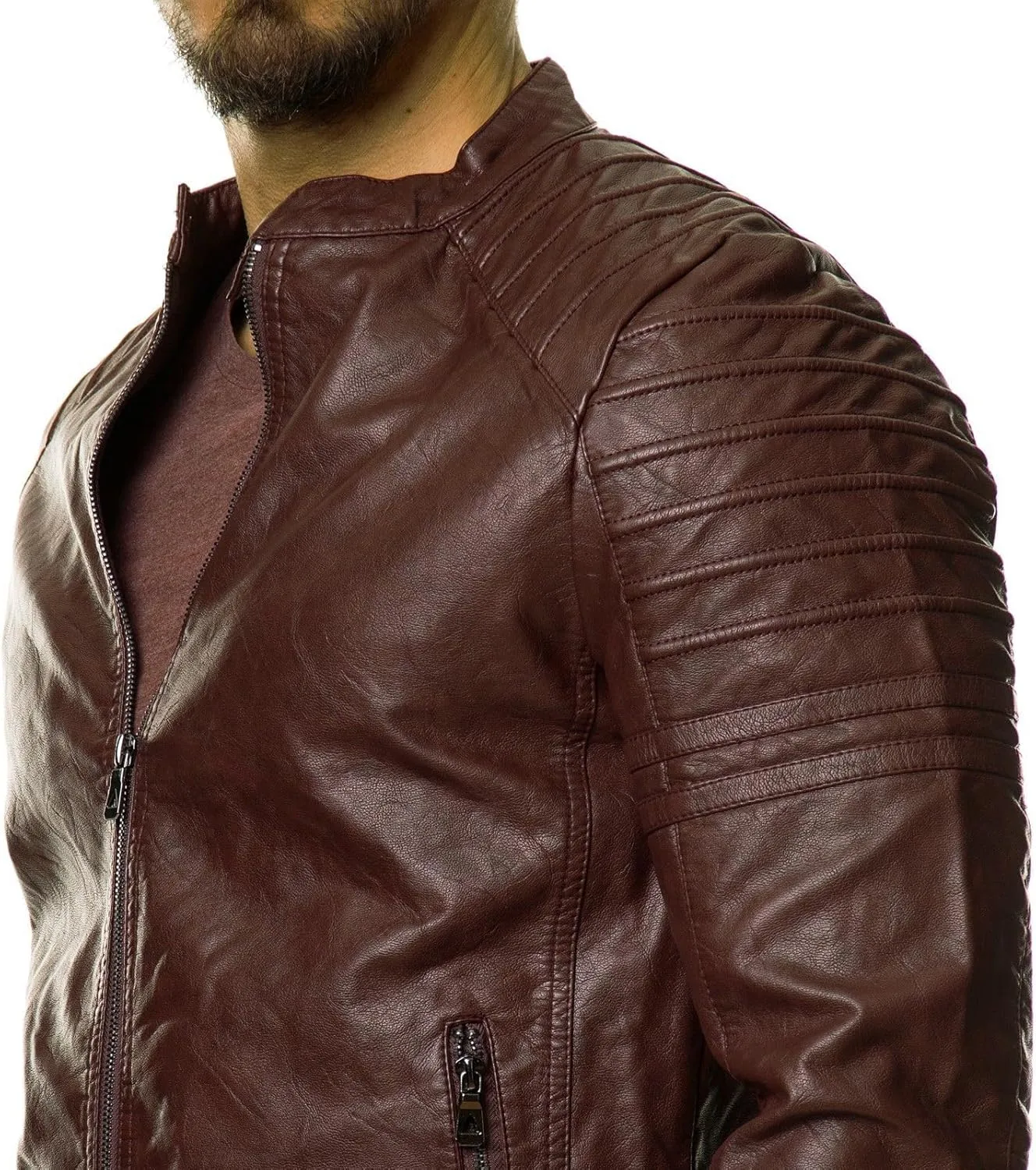 DECIMAL Men's Black REAL Lambskin Leather Biker Jacket VINTAGE GENUINE MOTORCYCLE JACKETS FOR MEN