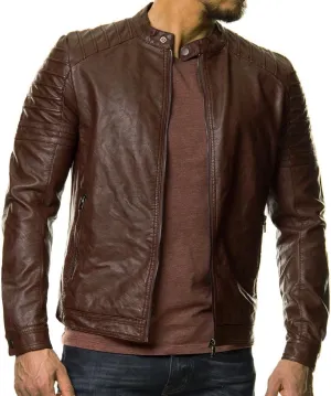 DECIMAL Men's Black REAL Lambskin Leather Biker Jacket VINTAGE GENUINE MOTORCYCLE JACKETS FOR MEN