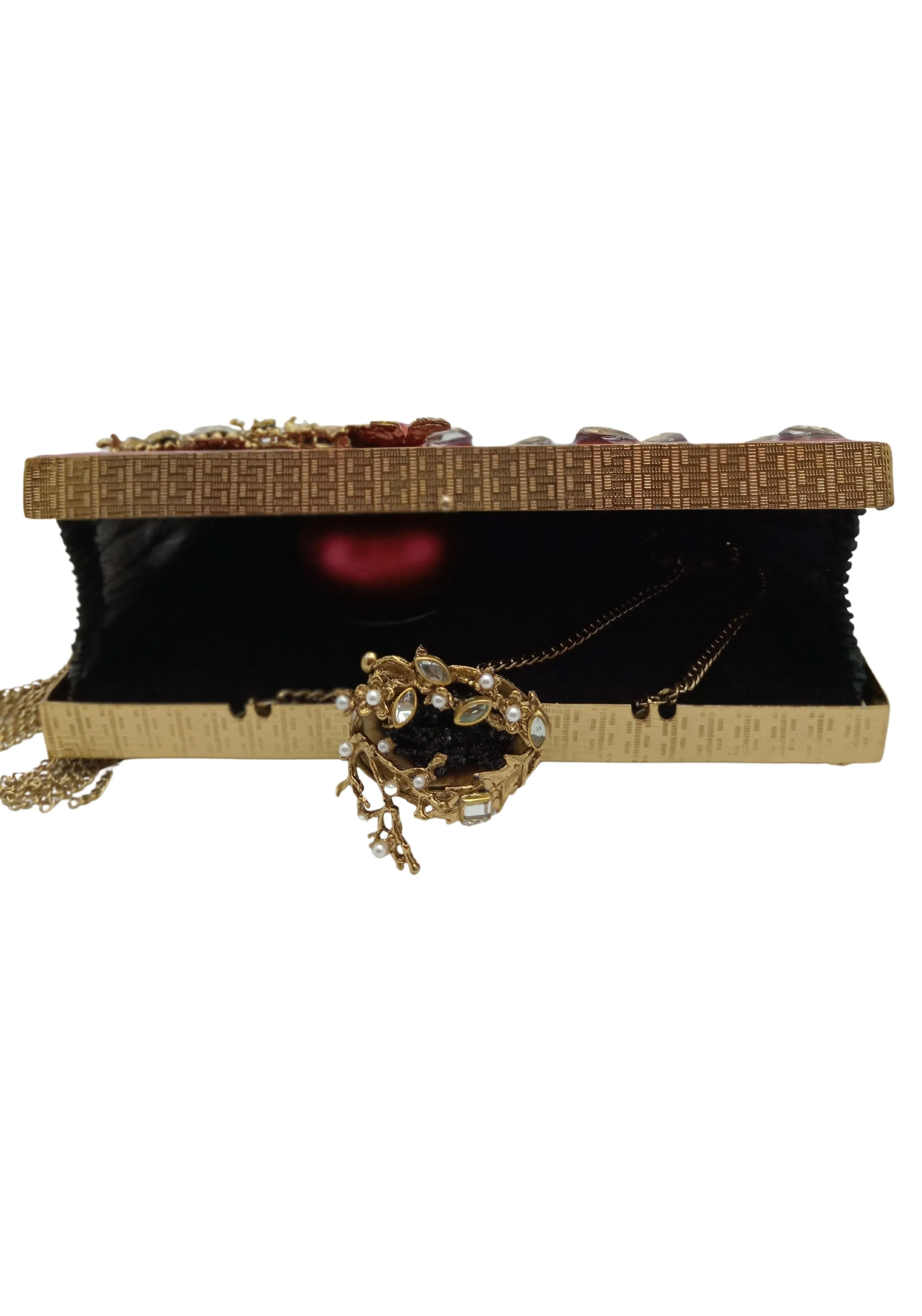 Deep Red Embellished Luxury Clutch