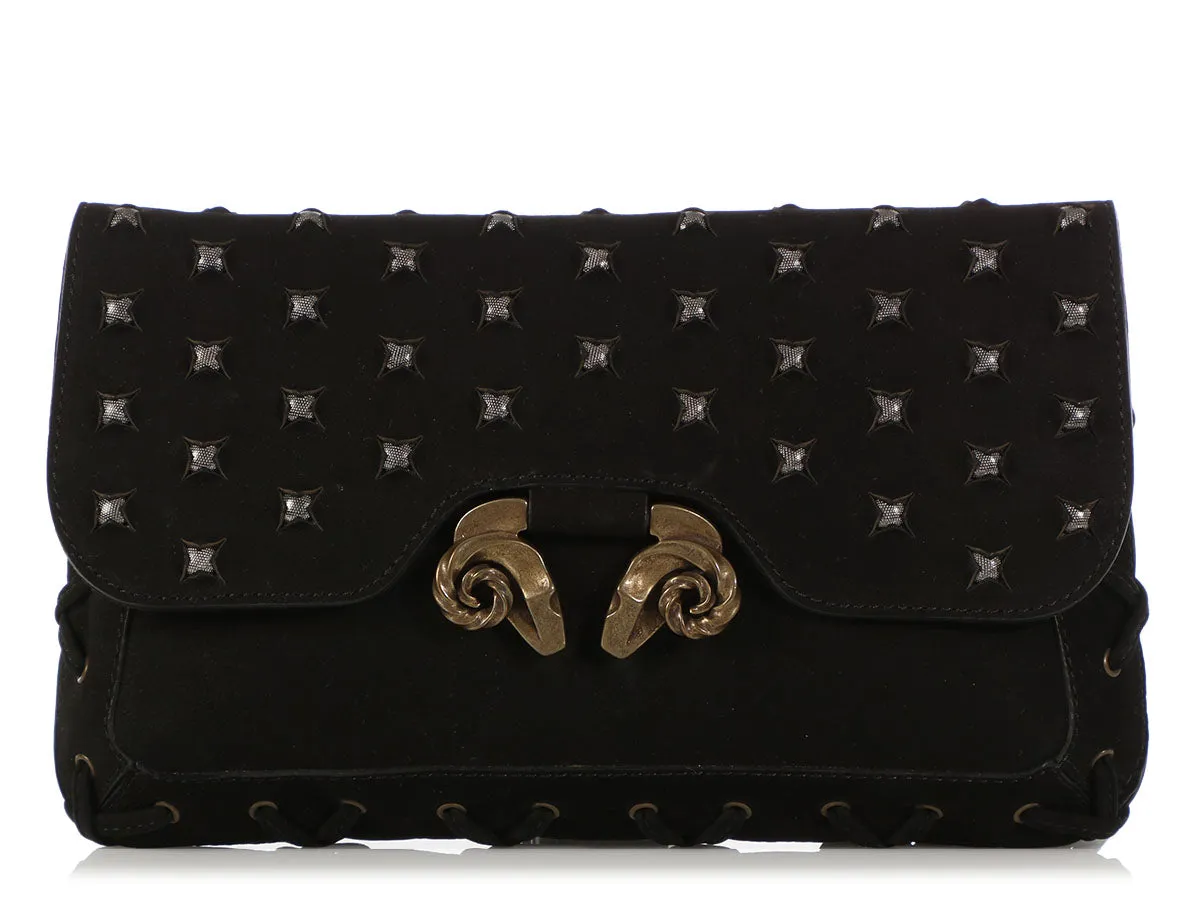 Derek Lam Black Powder Calf Studded Evie Clutch