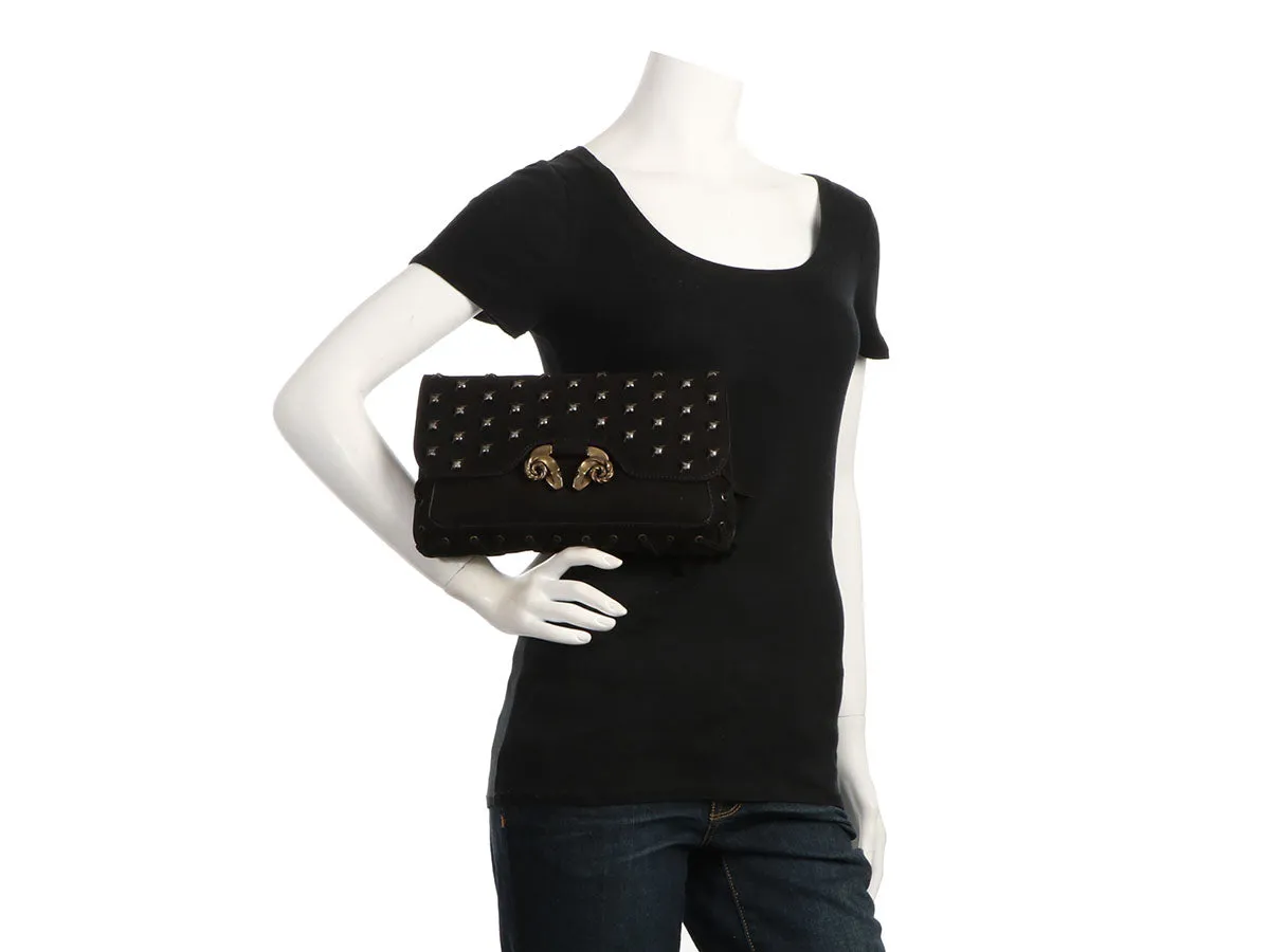 Derek Lam Black Powder Calf Studded Evie Clutch