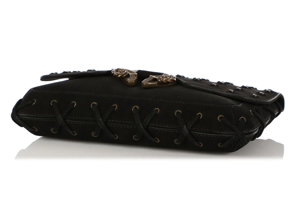 Derek Lam Black Powder Calf Studded Evie Clutch