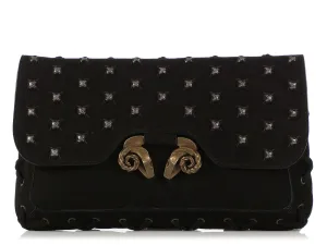 Derek Lam Black Powder Calf Studded Evie Clutch