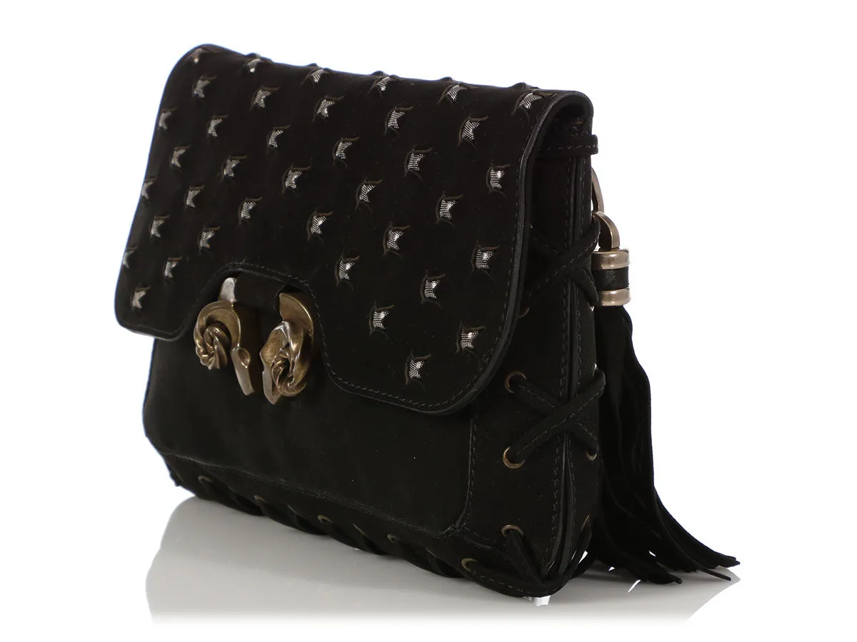 Derek Lam Black Powder Calf Studded Evie Clutch