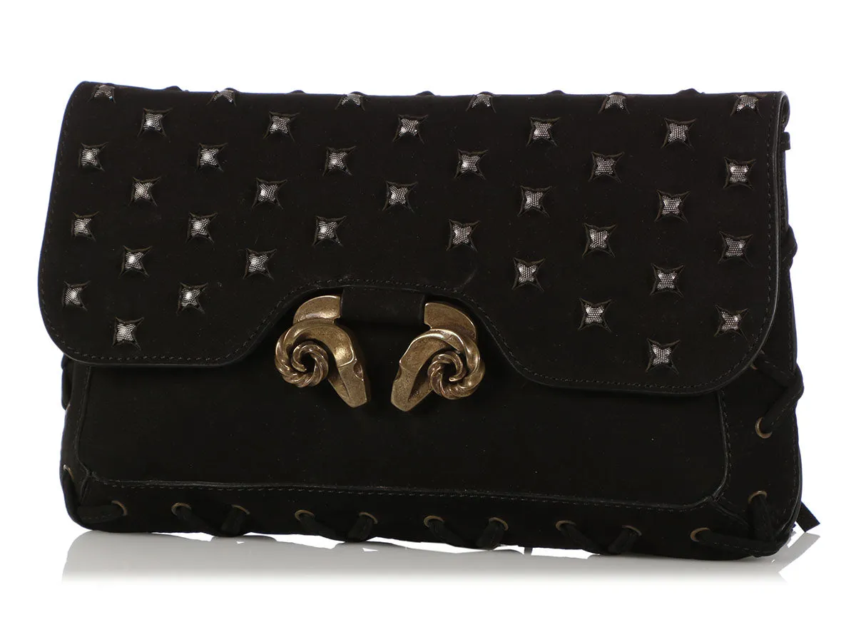 Derek Lam Black Powder Calf Studded Evie Clutch