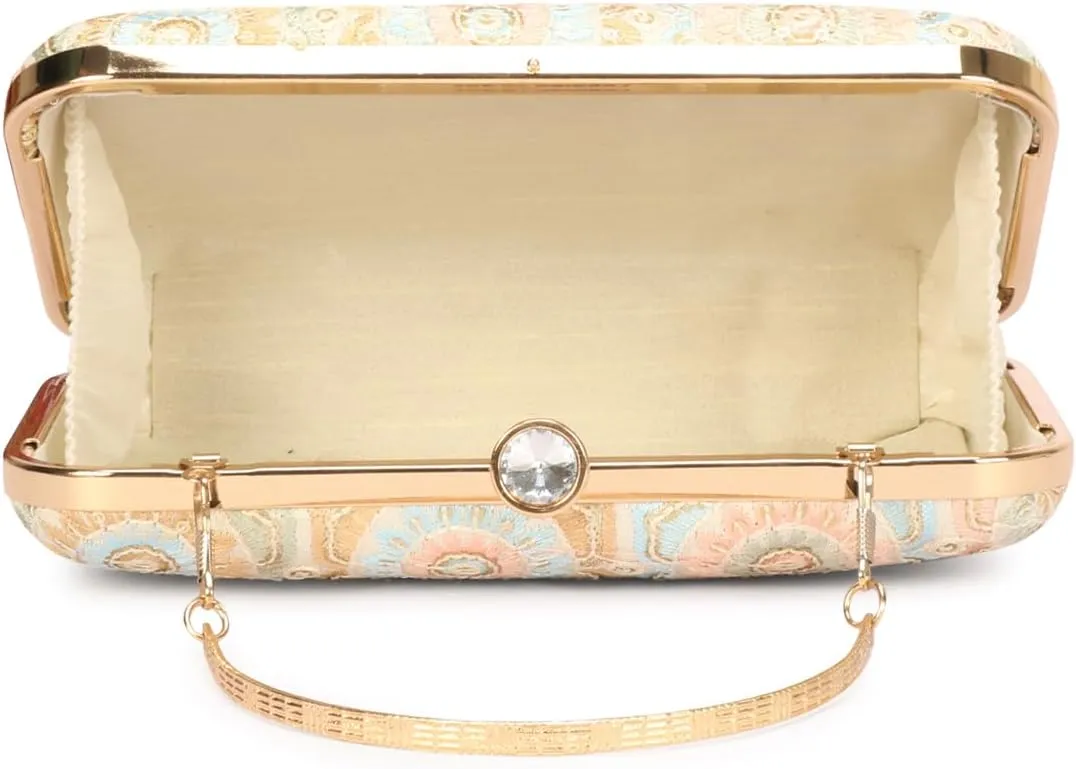 Designer Box Hand Clutch with Zari Embroidery