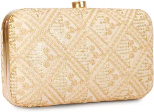 Designer Box Hand Clutch with Zari Embroidery