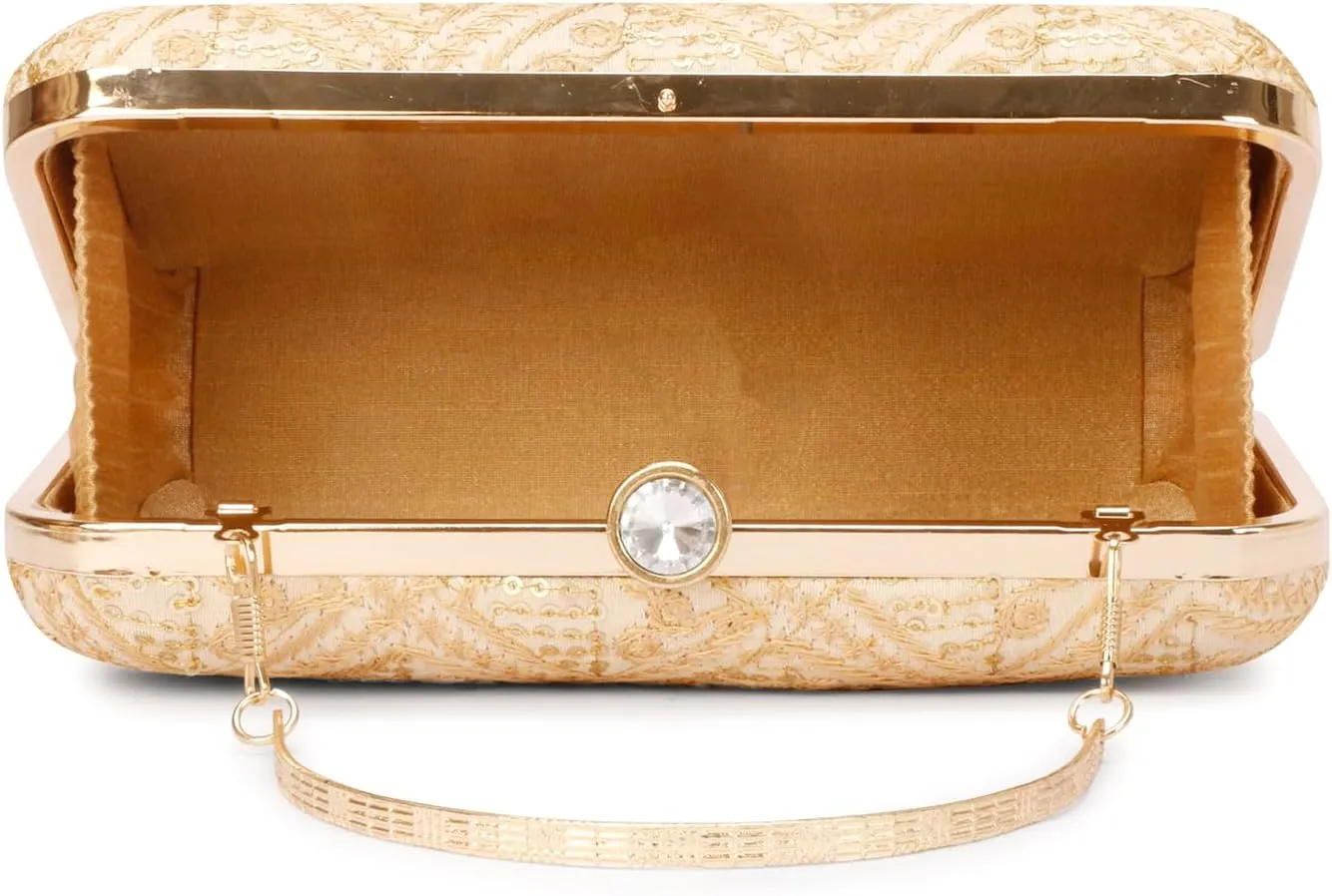 Designer Box Hand Clutch with Zari Embroidery