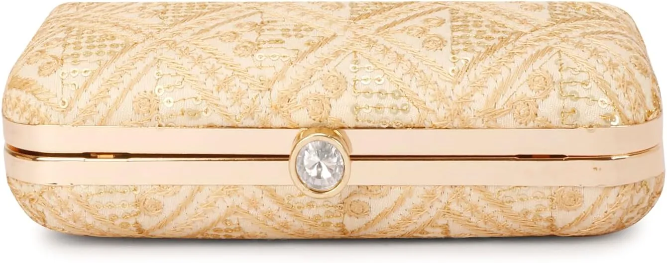 Designer Box Hand Clutch with Zari Embroidery