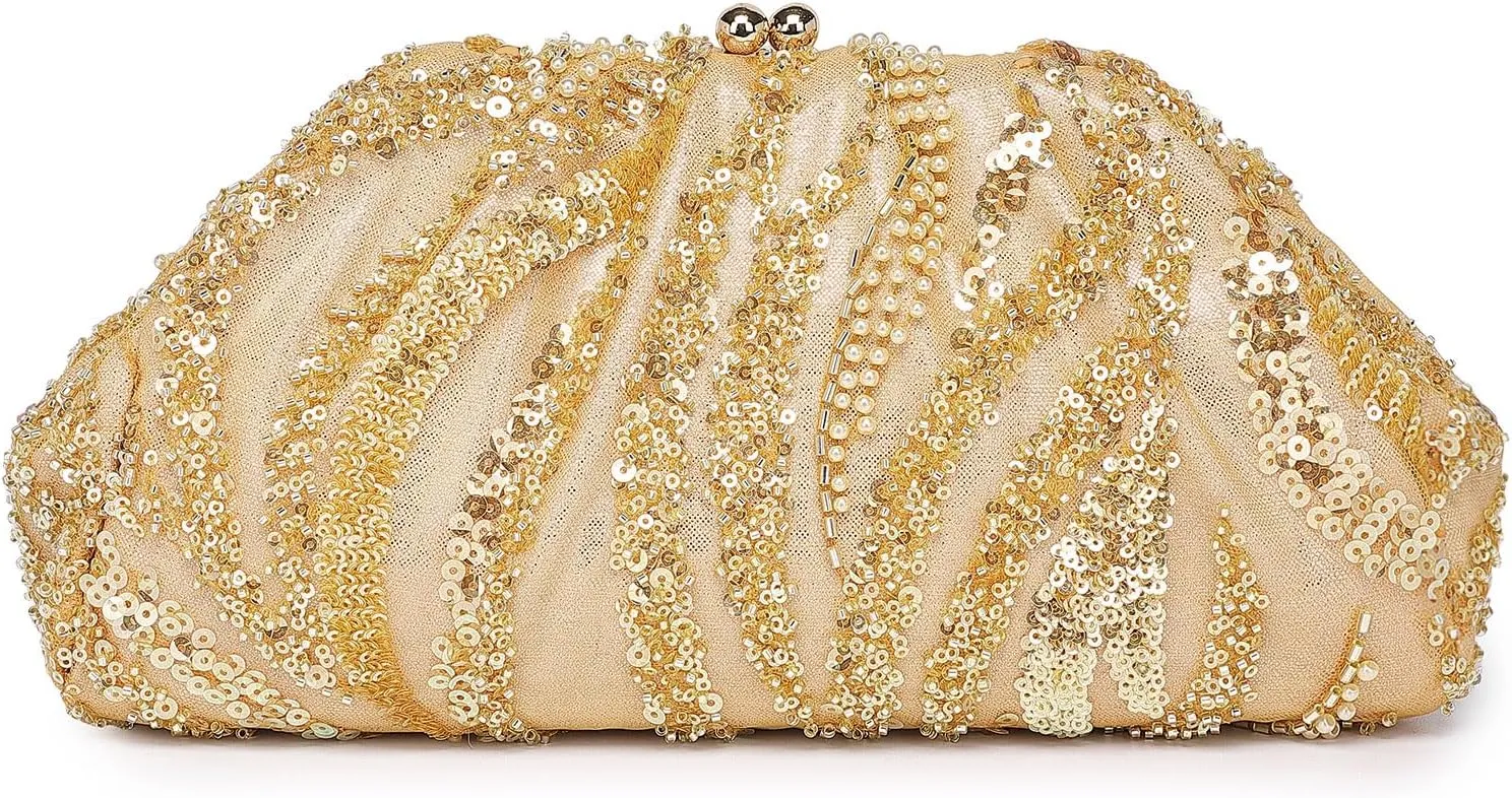 Designer Clutch Purses for Women Formal Evening Bag and Dumpling Handbag for Wedding Bridal Prom