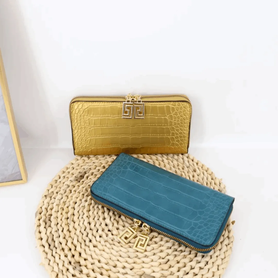 Designer Crocodile Pattern Purse 20 cm Long