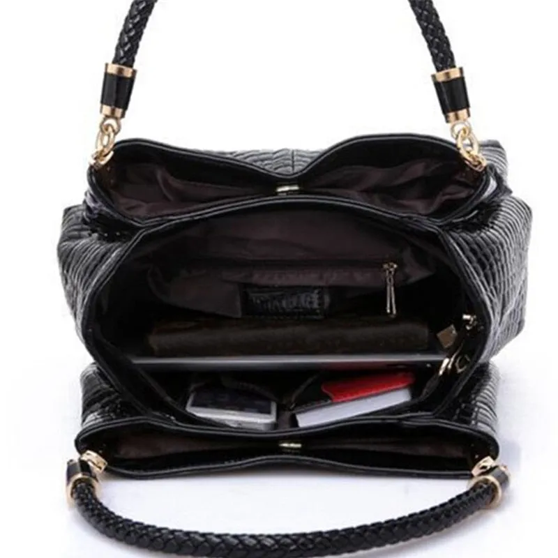 Designer Crocodile Print Two-strap Purse
