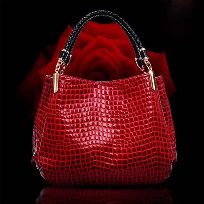 Designer Crocodile Print Two-strap Purse