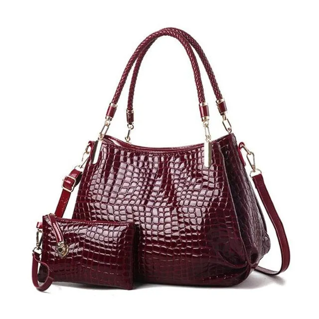 Designer Crocodile Print Two-strap Purse