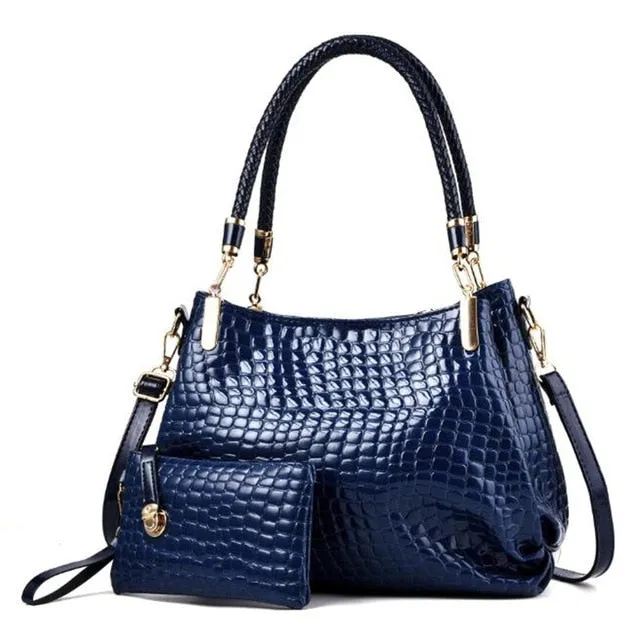 Designer Crocodile Print Two-strap Purse