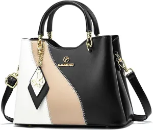 Designer Satchel Handbags Stylish Triple Compartment Top Handle Purses for Women