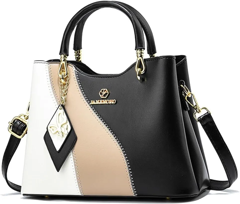 Designer Satchel Handbags Stylish Triple Compartment Top Handle Purses for Women
