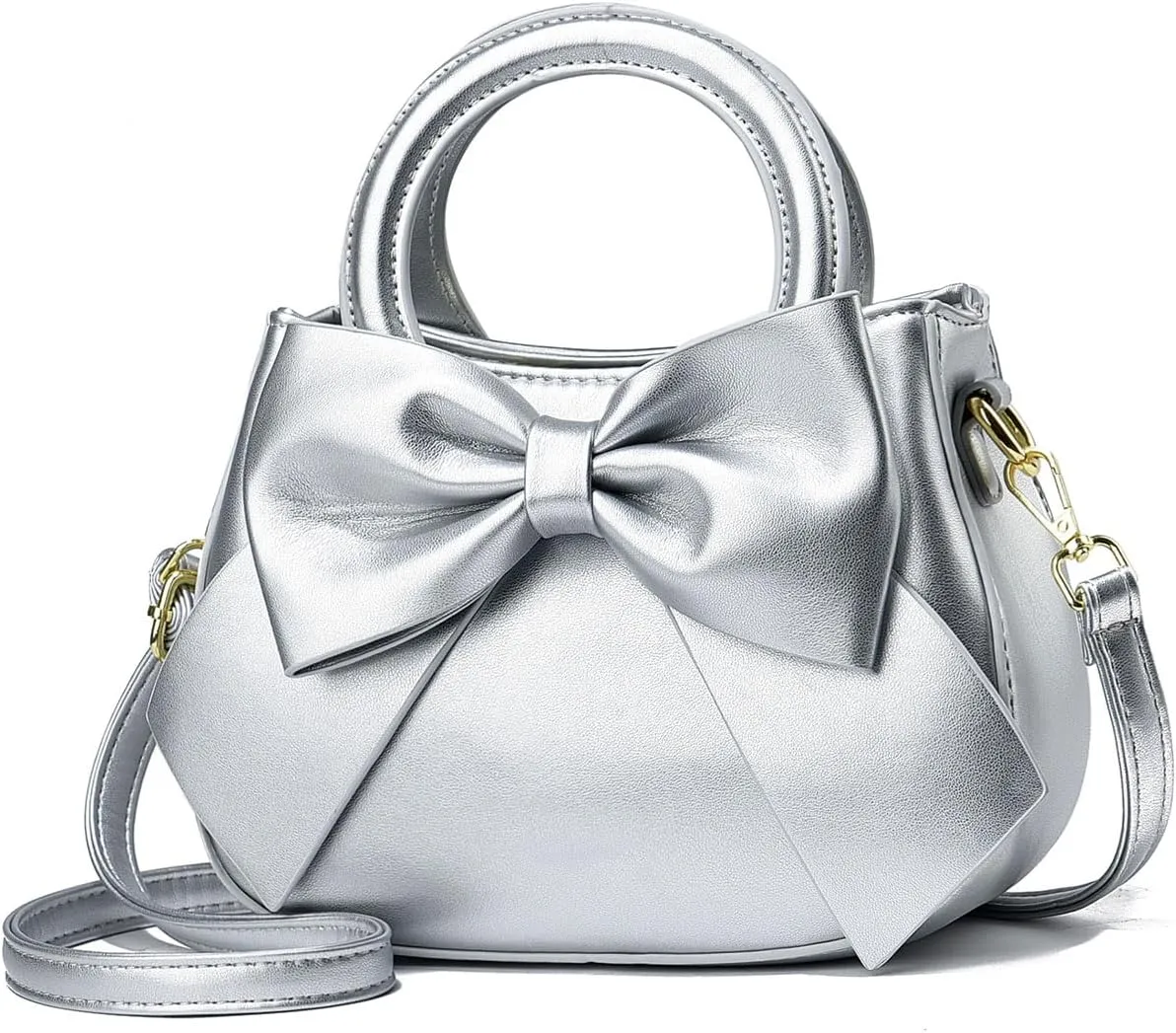 Designer Small Handbags for Women with Top Carry Handle and Cute Bow Knot,Leather Purses and Over-Shoulder Strap