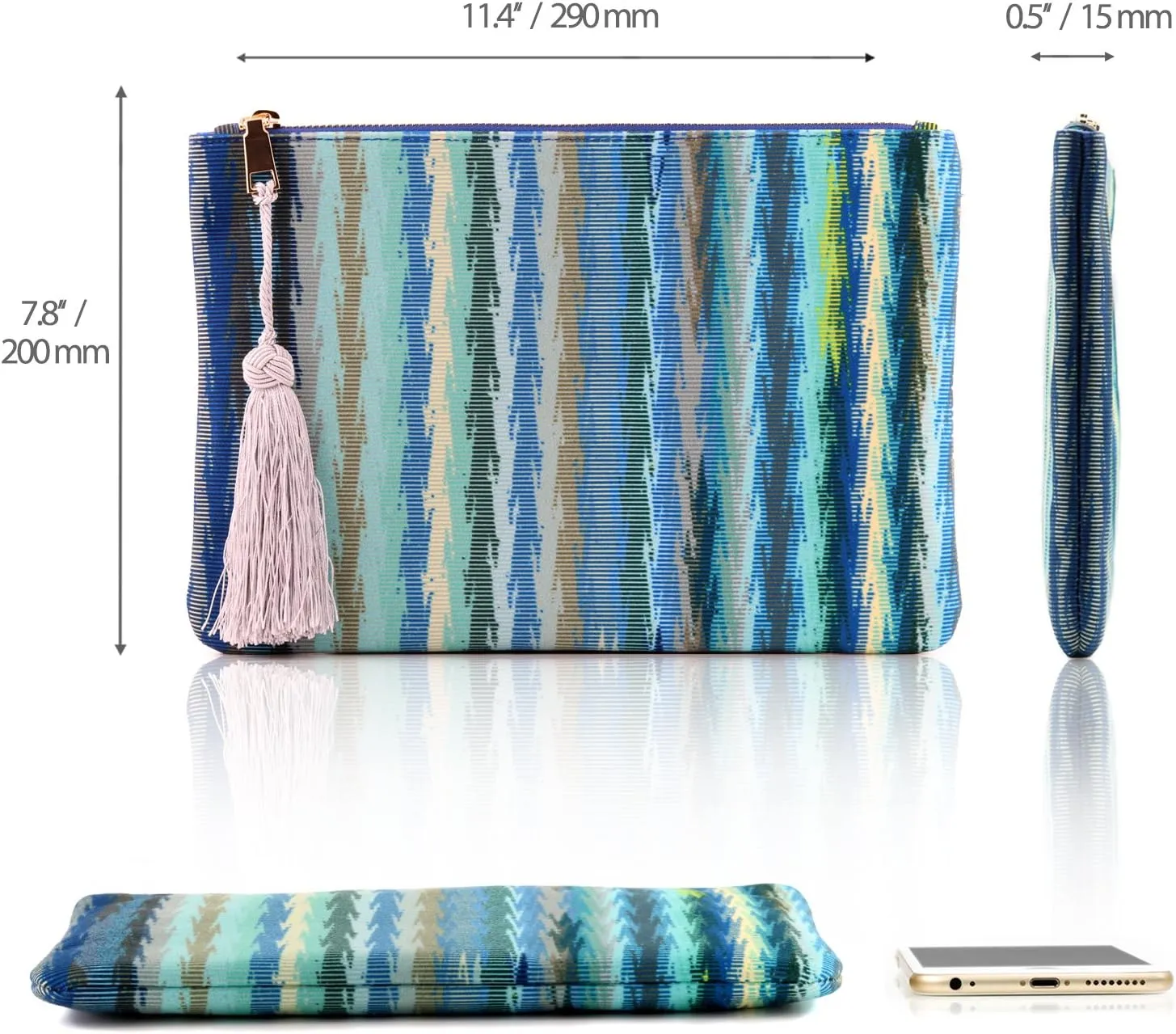 Designer Women’s Bohemian & Fashion Clutch Purse - Multiple Slots Money, Cards, Smartphone - Ultra Slim
