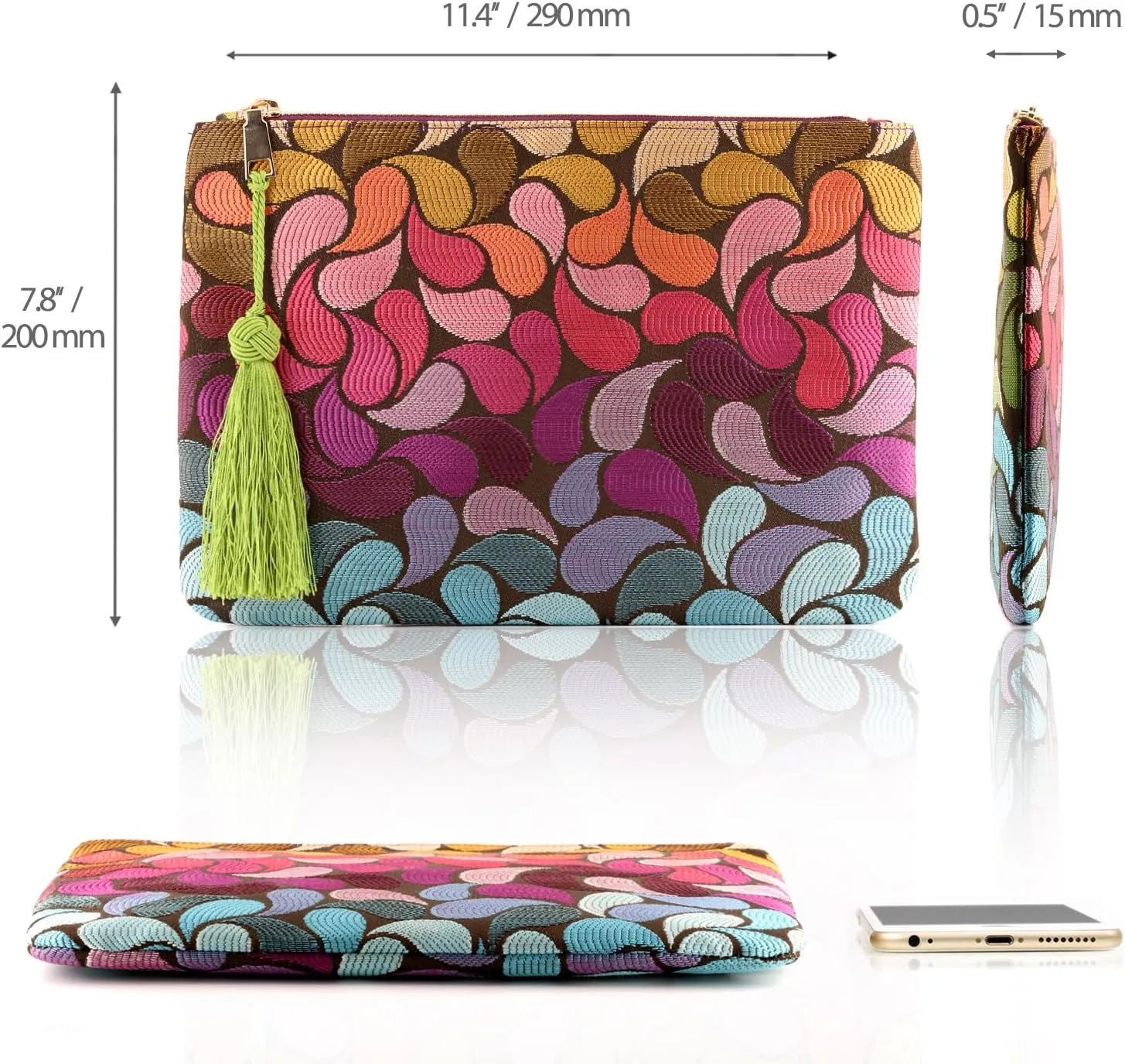 Designer Women’s Bohemian & Fashion Clutch Purse - Multiple Slots Money, Cards, Smartphone - Ultra Slim