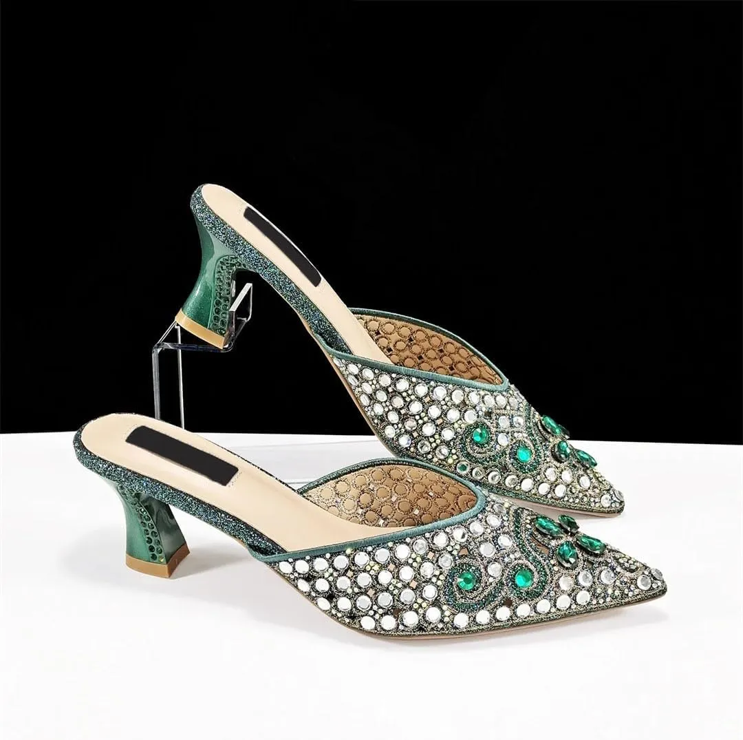Diamond Pattern Wedding Heels Matching Purse Set African Bridal Party Rhinestone Italian Crafted