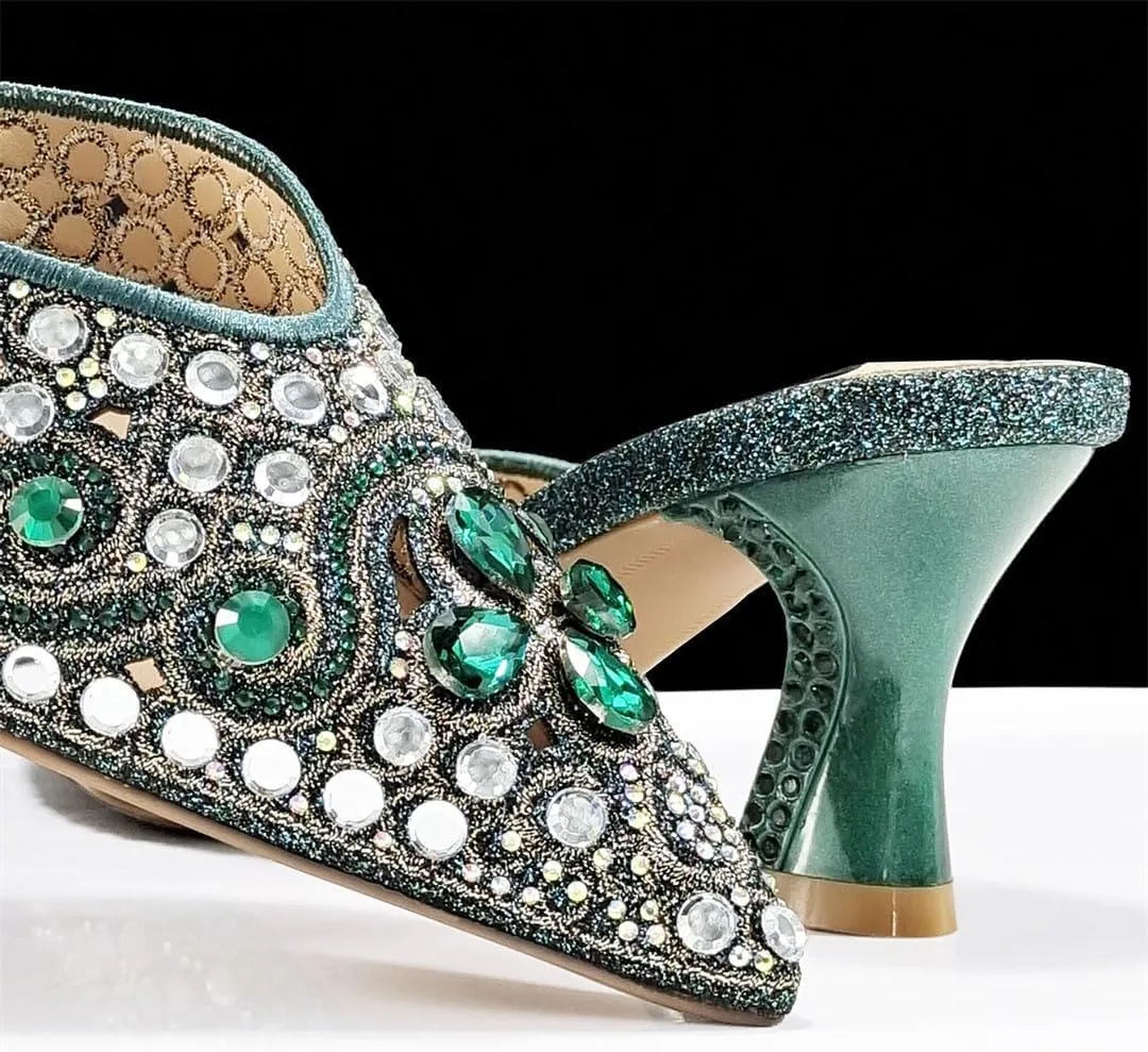 Diamond Pattern Wedding Heels Matching Purse Set African Bridal Party Rhinestone Italian Crafted