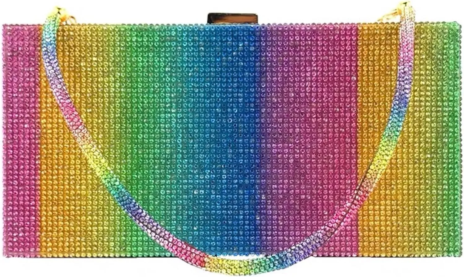 Dollar Money Stack of Cash Glitter Rhinestone Crystal Clutch Purse for Women and Girls (Rainbow)