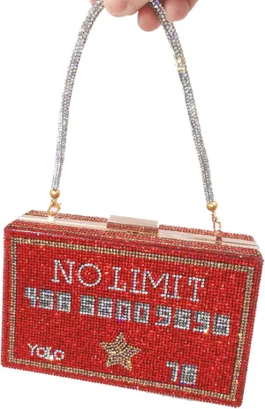 Dollar Money Stack of Cash Glitter Rhinestone Crystal Clutch Purse for Women and Girls (Red)