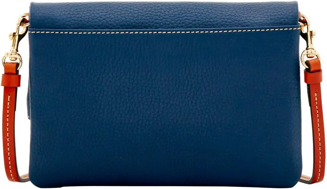 Dooney & Bourke Women's Foldover Zip Crossbody in Pebble Grain Leather, Small Sized Handbag with Adjustable Shoulder Strap