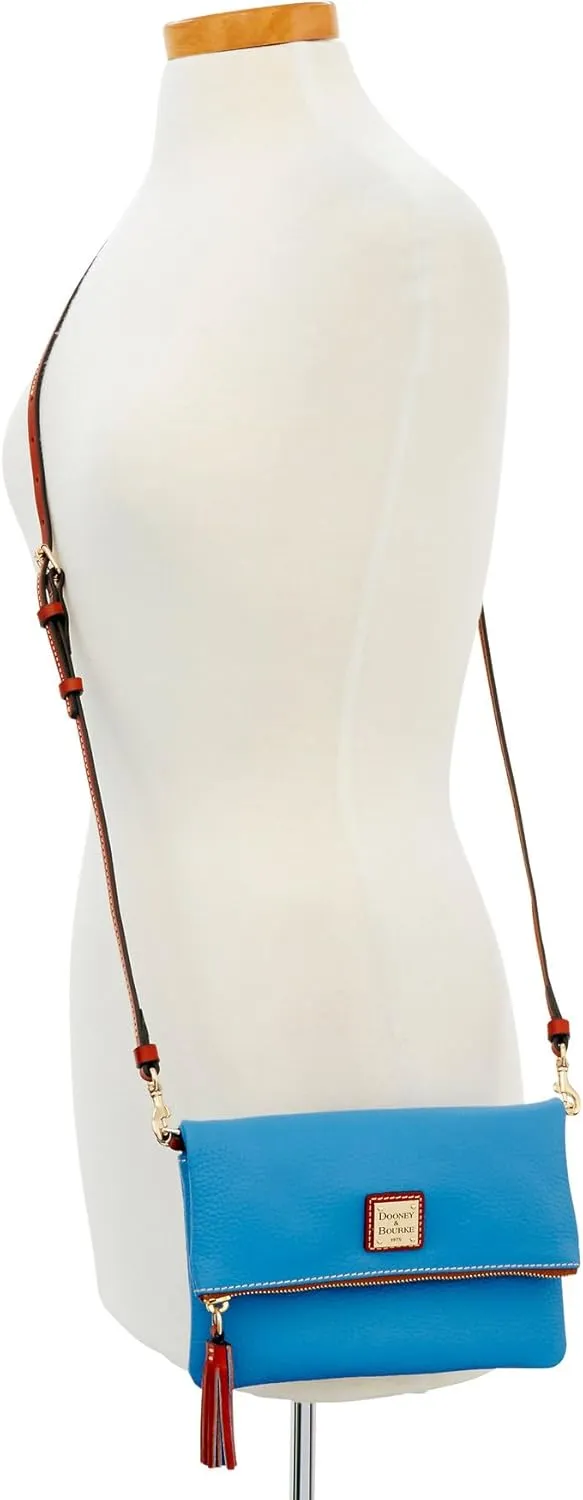 Dooney & Bourke Women's Foldover Zip Crossbody in Pebble Grain Leather, Small Sized Handbag with Adjustable Shoulder Strap