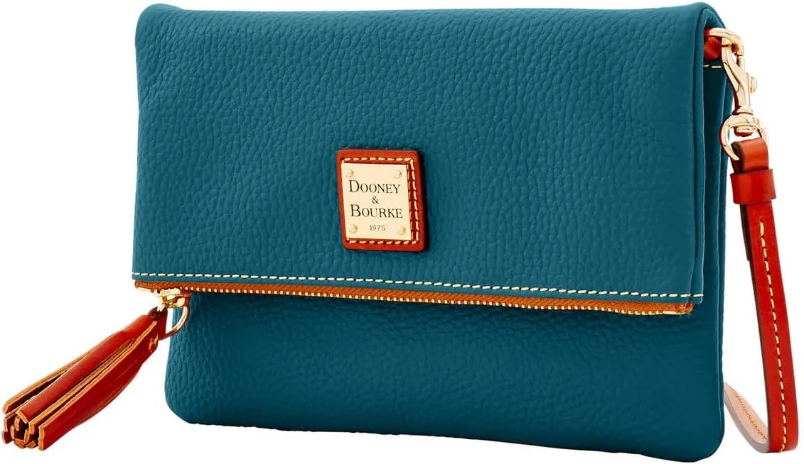 Dooney & Bourke Women's Foldover Zip Crossbody in Pebble Grain Leather, Small Sized Handbag with Adjustable Shoulder Strap