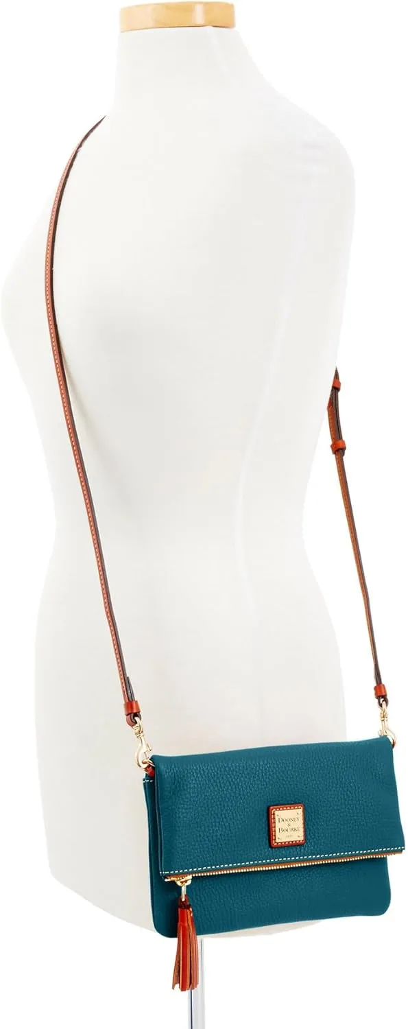 Dooney & Bourke Women's Foldover Zip Crossbody in Pebble Grain Leather, Small Sized Handbag with Adjustable Shoulder Strap