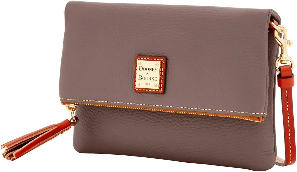 Dooney & Bourke Women's Foldover Zip Crossbody in Pebble Grain Leather, Small Sized Handbag with Adjustable Shoulder Strap