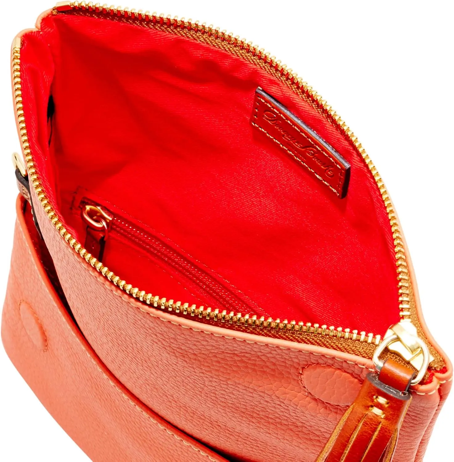 Dooney & Bourke Women's Foldover Zip Crossbody in Pebble Grain Leather, Small Sized Handbag with Adjustable Shoulder Strap