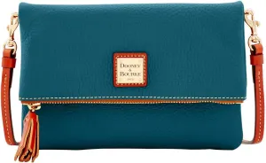 Dooney & Bourke Women's Foldover Zip Crossbody in Pebble Grain Leather, Small Sized Handbag with Adjustable Shoulder Strap