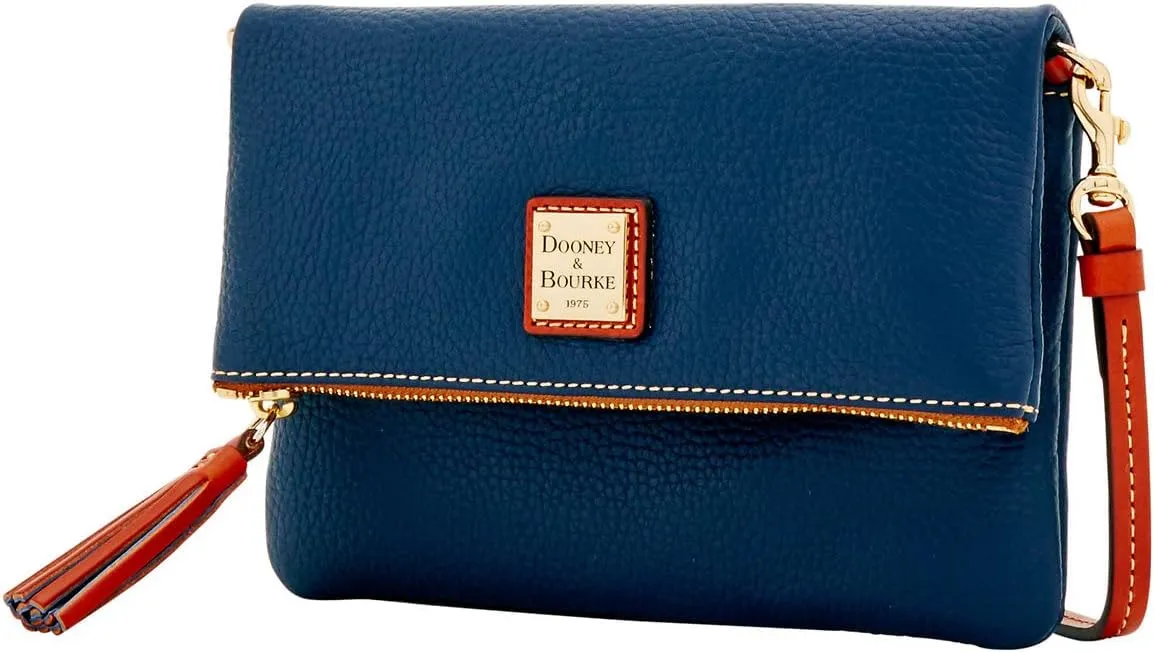 Dooney & Bourke Women's Foldover Zip Crossbody in Pebble Grain Leather, Small Sized Handbag with Adjustable Shoulder Strap