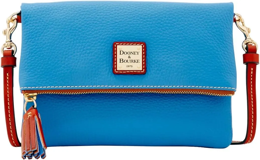 Dooney & Bourke Women's Foldover Zip Crossbody in Pebble Grain Leather, Small Sized Handbag with Adjustable Shoulder Strap
